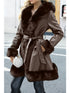 Damen Jacke Winterparka mit Kunstpelz-Futter und Gürtel - Warmer, Langärmliger Mantel